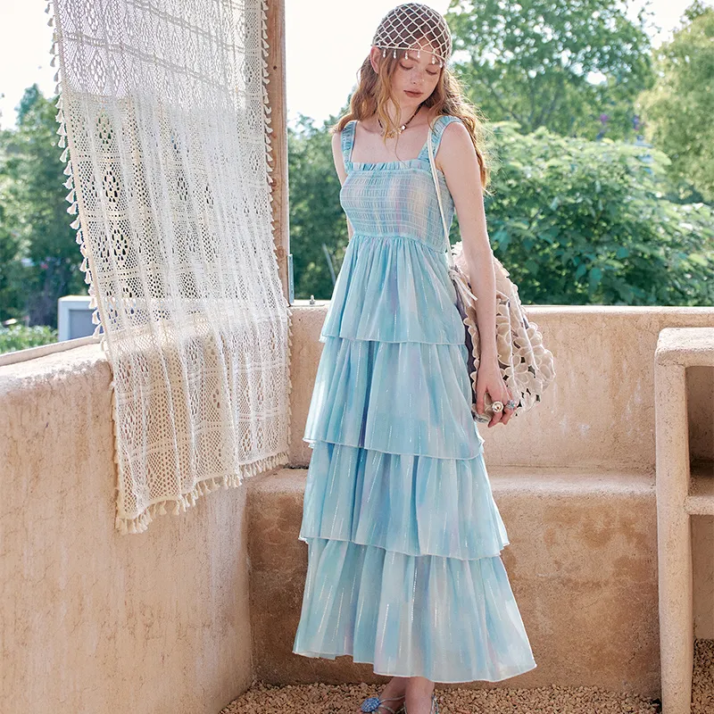 ELF SACK Slip Dresses Women's Glass Blue-2