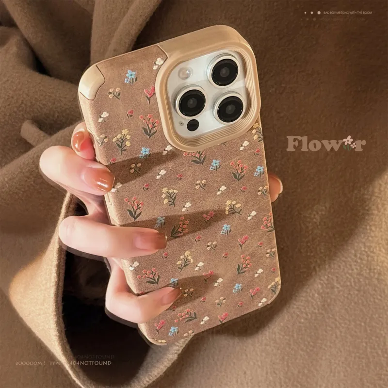 Cuttlefish Grid TPU Material Leather Gentle Floral Niche Phone Case Compatible With Apple 16/15/14/13/12/11-3