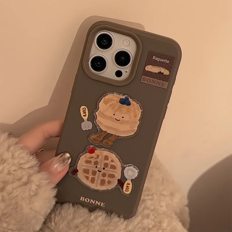 Cuttlefish Grid ABS+PC Material Fun Cute Waffle Biscuit Phone Cases Compatible With Apple 16/15/14/13/12/11-5