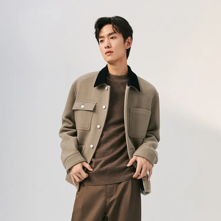 PEACEBIRD MEN Jackets Coats Unisex Coffee Yellow-3
