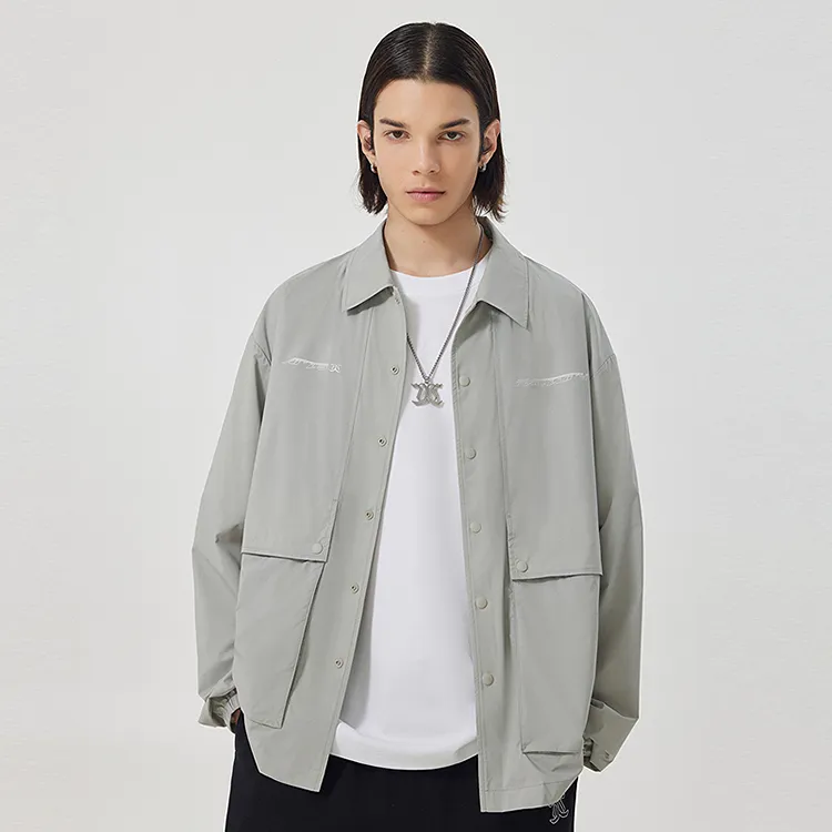 Cabbeen Jackets Coats Men's Light Gray-2