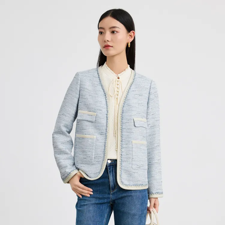 SHUIYUNJIAN Cropped Coat Women's Light Blue-3