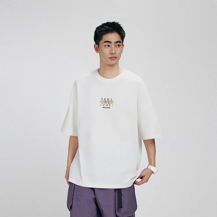Zola X PEACEBIRD MEN T Shirts Men White Batch 1 Loose Fit-3