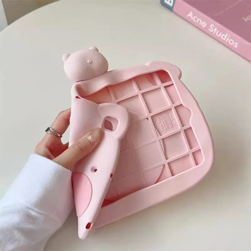 Sopi Pink Pig Nose Rotating Stand Compatibility With Apple IPad Pro/Air 5/Mini 6/7/11 Tablet Protective Cases-2