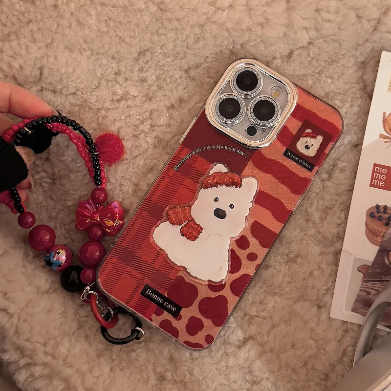 QIZHENG TPU Material Red Plaid Phone Case Compatible With Apple 16 Pro Max/15/14/13/12/11-6
