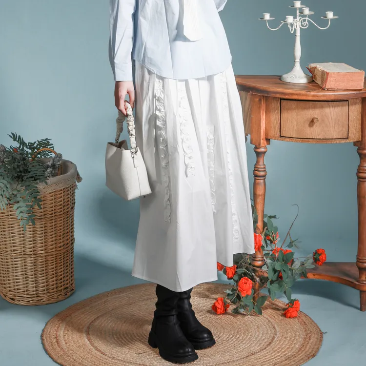 SETIROM Casual Long Skirt Women's White-3