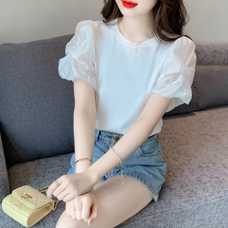 XIANSINIAO Puff Sleeve T Shirt Women's-1