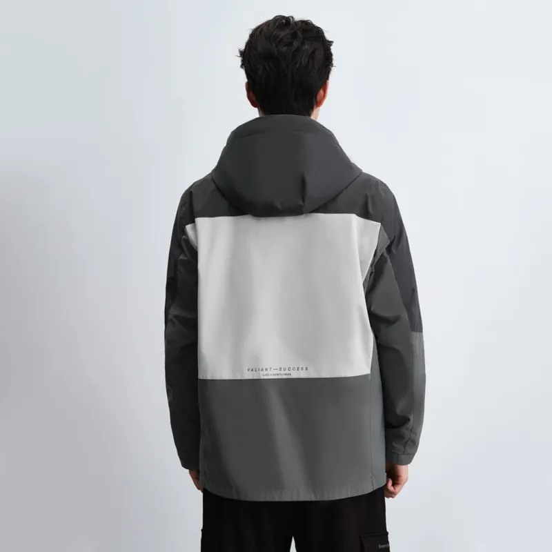 HLA Jackets Men Dark Gray Splicing J5-2