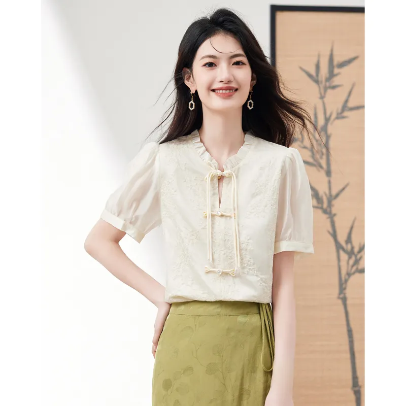 XINFEIYU T Shirts Women's Beige-1