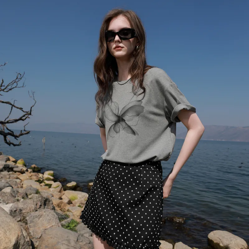 3COLOUR T Shirts Women's Stone Gray-5