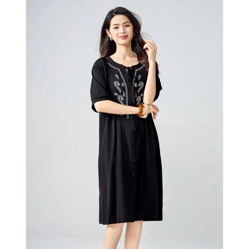 Love Elaine Summer Short Sleeved Dress Women's Black-1