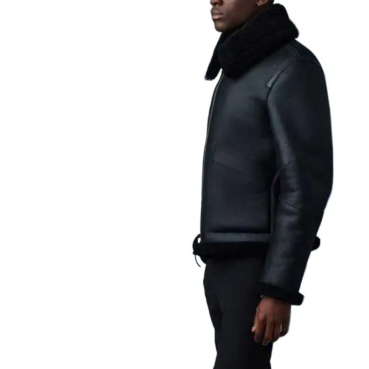 MACKAGE KRISTIAN Sheepskin Jacket With Spread Collar Jacket Men's Black-2