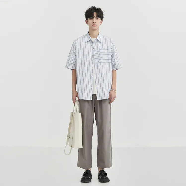EARL JOEL Shirt Unisex White Blue Stripes-4