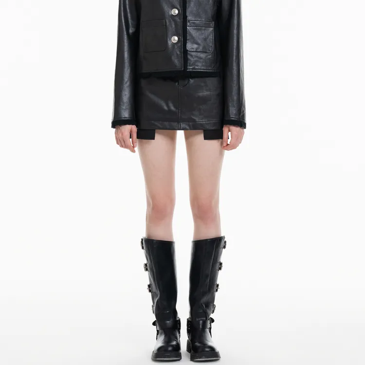 Three Quarters Casual Short Skirts Women's Black-2