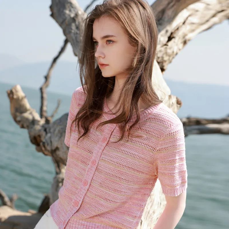 3COLOUR Knitwear Women's Cherry Blossom Pink Stripes-4