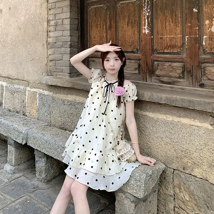 XIANSINIAO Short Sleeved Dress Women's-2