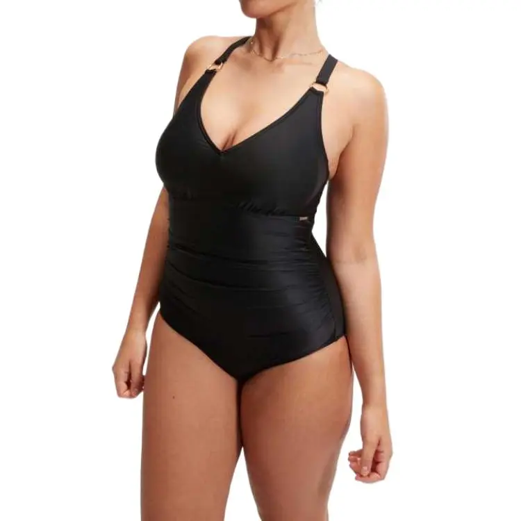 Speedo Shaping V Neck One Piece Green One piece Swimsuit Women's-8