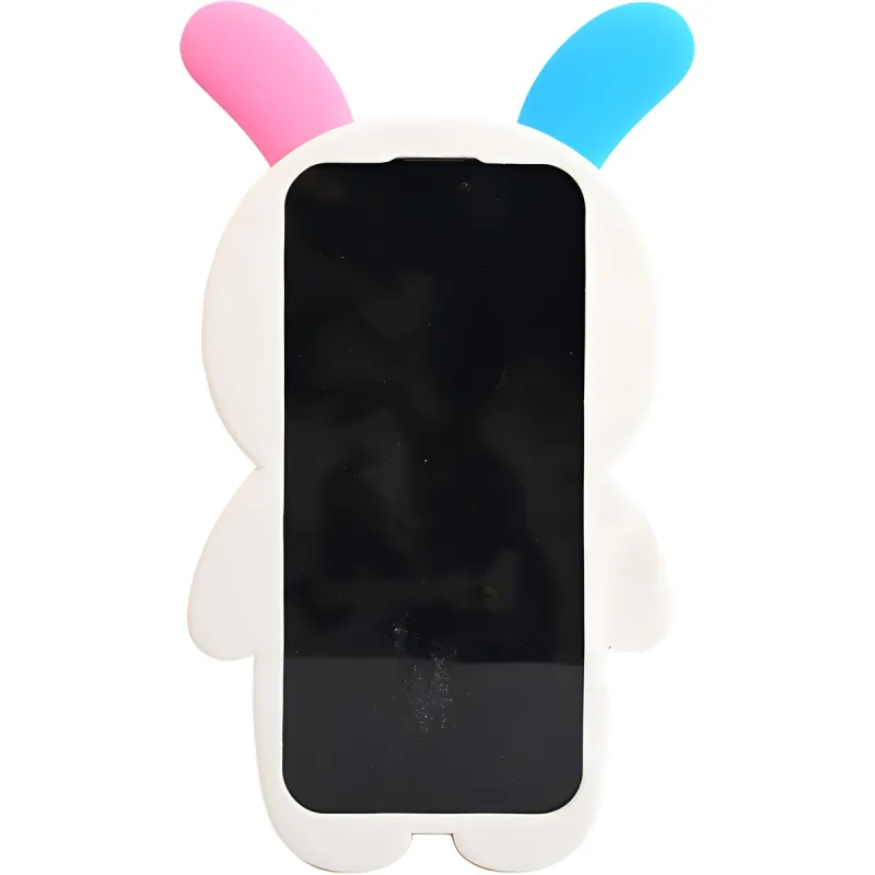 Sopi Silicone Material 3D Effect Multicolor Bunny Phone Cases Compatible With IPhone 16/15 Pro Max/Apple 13/14 Pro/Max-3