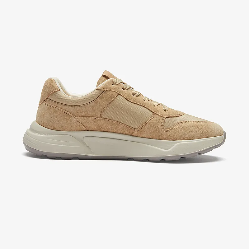Le Saunda Lightweight Height Increasing Low Top Casual Shoes Men's Beige-3