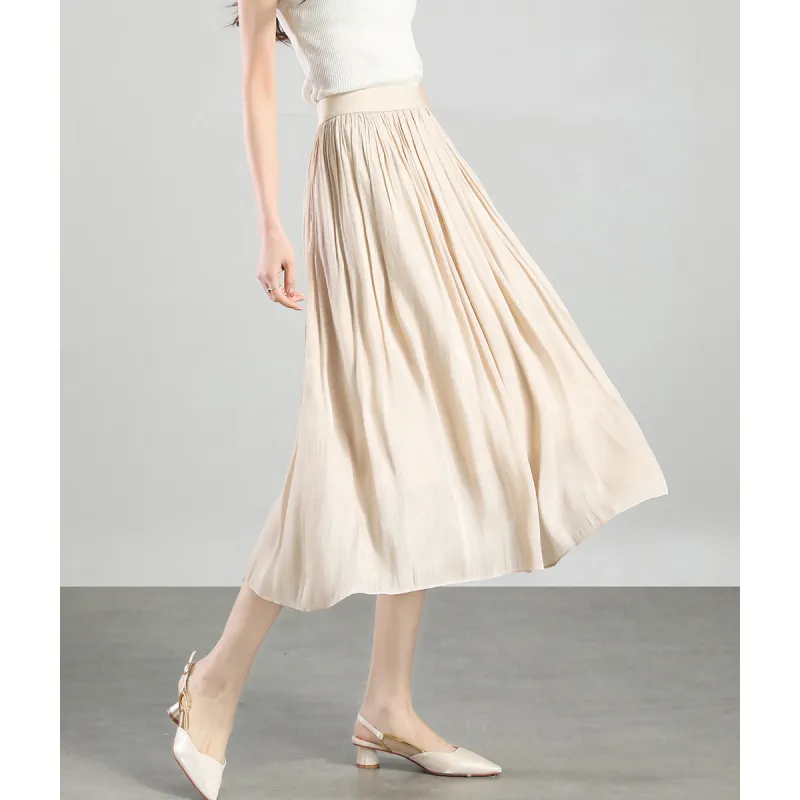 Still Quiet Casual Long Skirt Women's Iridescent Apricot-3