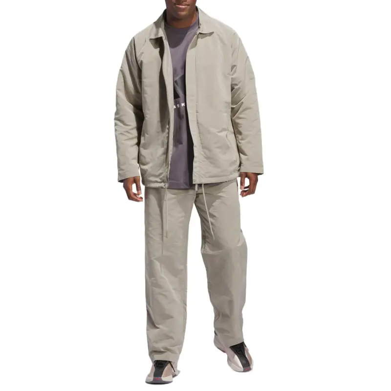 Adidas BASKETBALL THE 2025 COLLECTION CHAPTER 02 COACH Jackets Coats Unisex Light Sesame Gray Umber-5