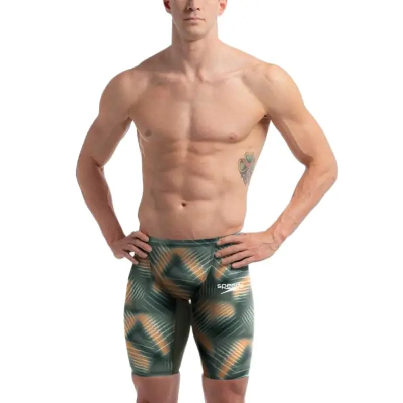 Speedo Swimming Shorts Men's Green Orange Color-2