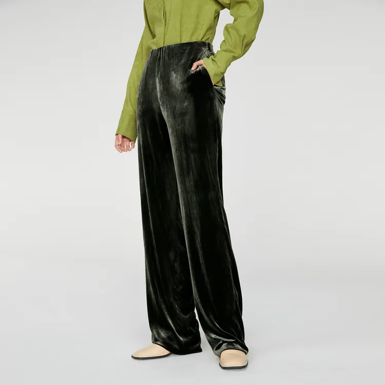 OVV Casual Pants Women's Gray Green Solid Color B7-4