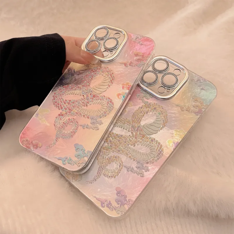 QIZHENG ABS+PC Material Snake Year Auspicious Clouds Phone Case Compatible With Apple 16 Pro Max/15/14/13/12/11-4