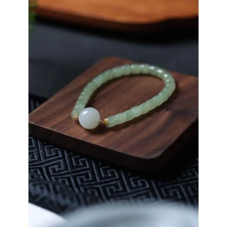 TIANTAISHAN Hetian Jade Bracelets Pale Greenish White Jade Unisex-3