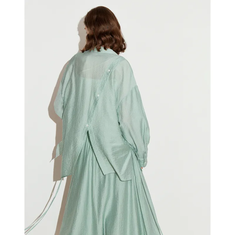 Initial Language Skirt Set Women's Blue Green-4
