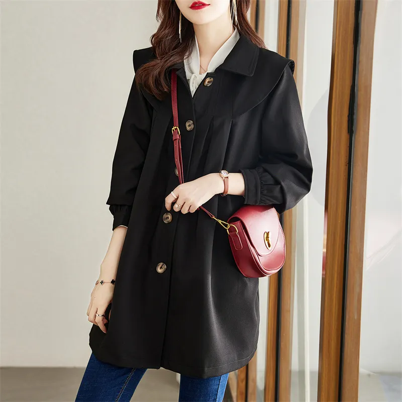 TERRE BLEUE Trench Coat Women's Black-4