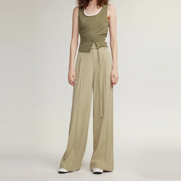 ELLE Casual Pants Women's Gray Green-2