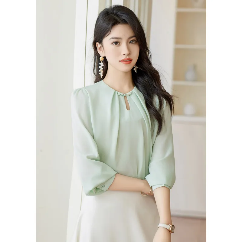 Like The Age Of Water Spring, Summer, Fall Shirt Regular Women's Mint Green-3