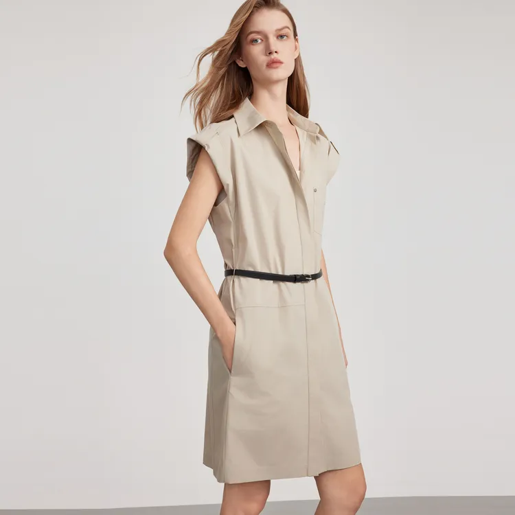 ELLE Sleeveless Dresses Women's Khaki-3