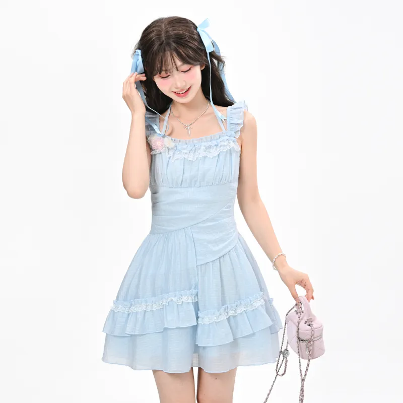 SNBL Slip Dresses Women's Blue-4
