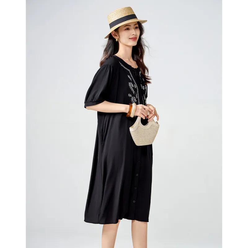 Love Elaine Summer Short Sleeved Dress Women's Black-2