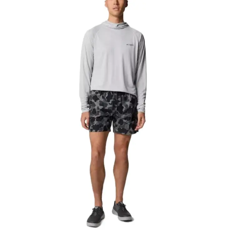 Columbia PFG Rambler Casual Shorts Men's Black Camouflage-3