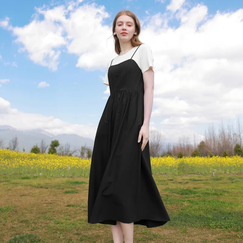 3COLOUR Short Sleeved Dresses Women's Black/White-5