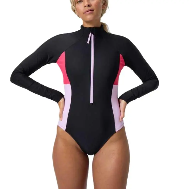 Speedo ColourblockLongSleeveZipSwimsuit One piece Swimsuit Women's Raspberry Fill-4