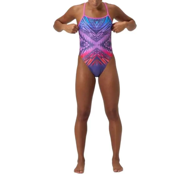 Speedo ClubTrainingPlacementV One piece Swimsuit Women's Pink Blue-7