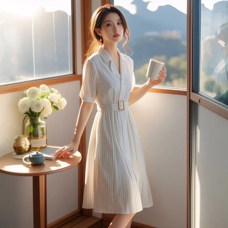 XIANSINIAO Short Sleeved Dress Women's-1