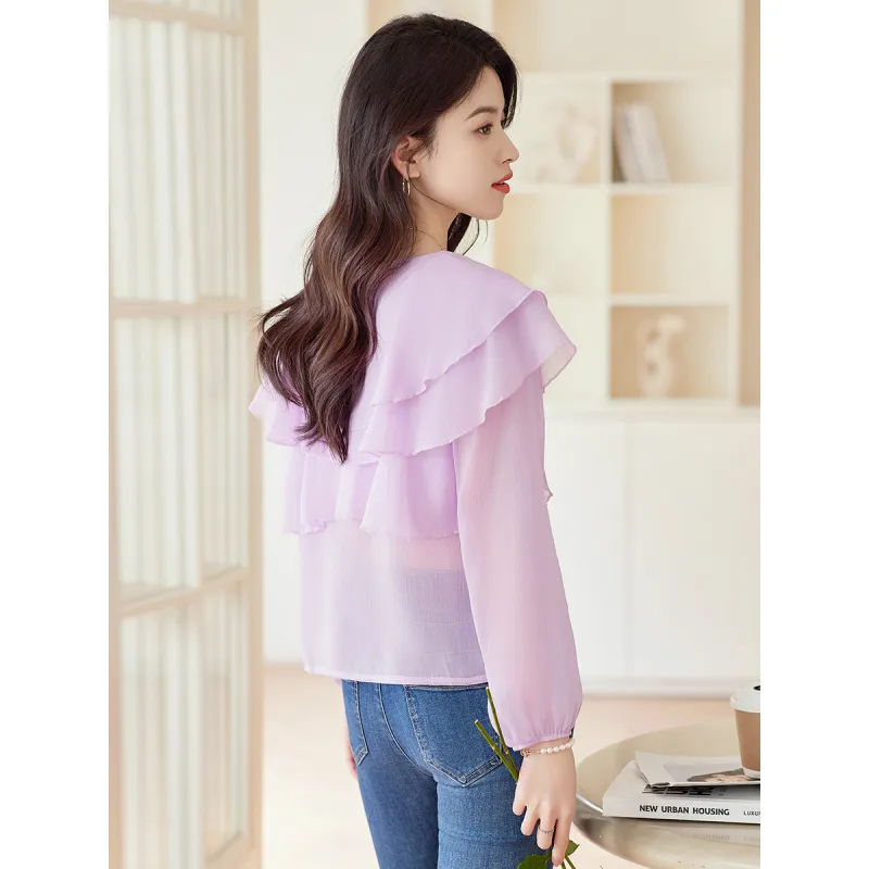 Like The Age Of Water Spring, Summer, Fall Shirt Loose Fit Women's Purple-0