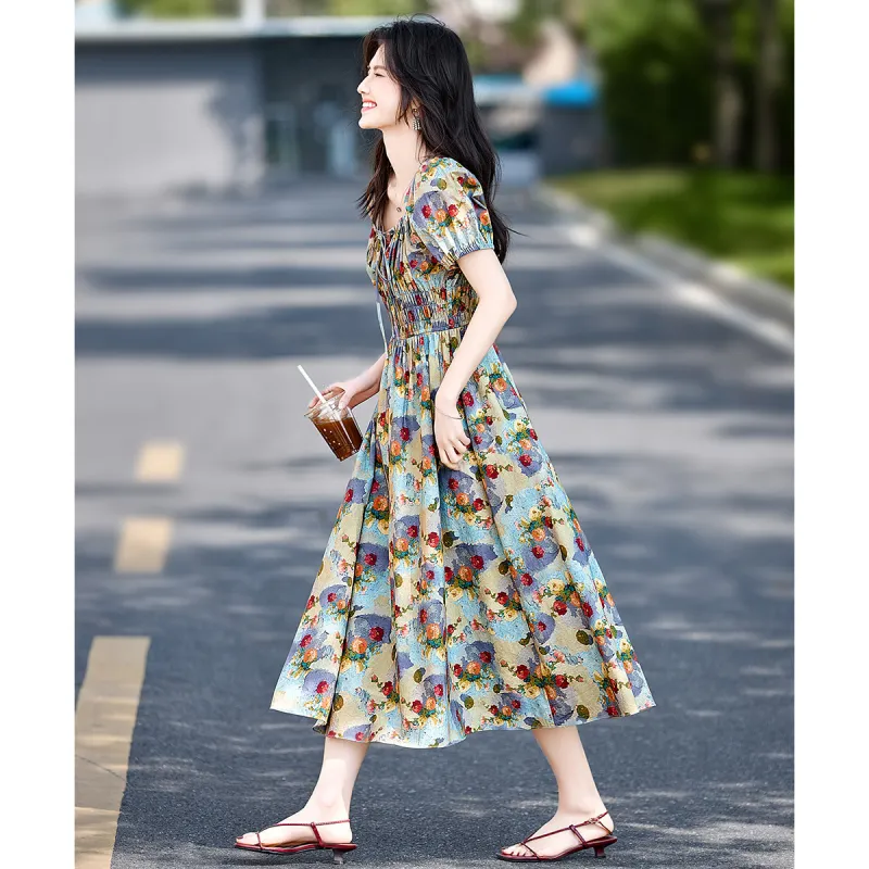 Still Quiet Summer Short Sleeved Dress Women's Purple Lotus-2