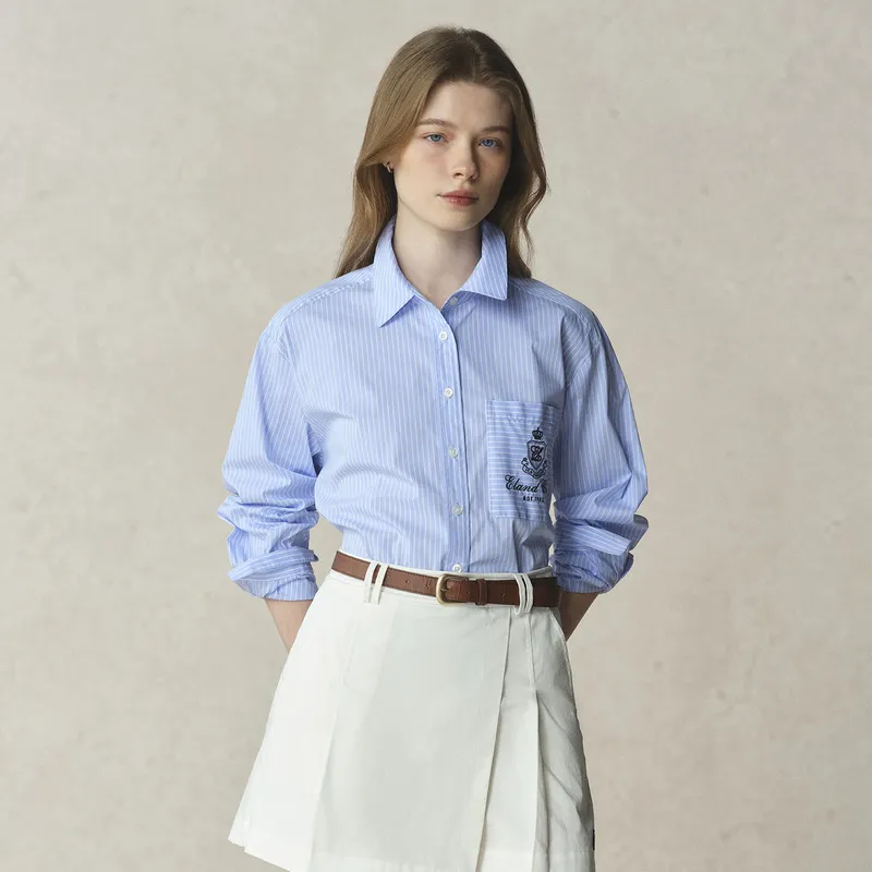 E.land Shirt Women's Blue 50Blue-2