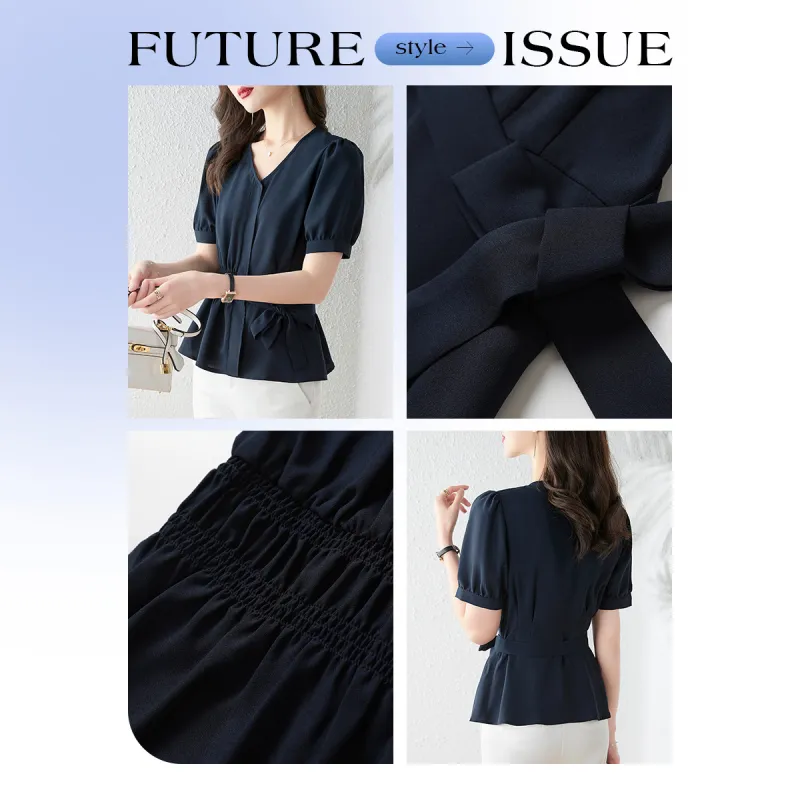 Like The Age Of Water Summer Shirt Regular Women's Navy Blue-3