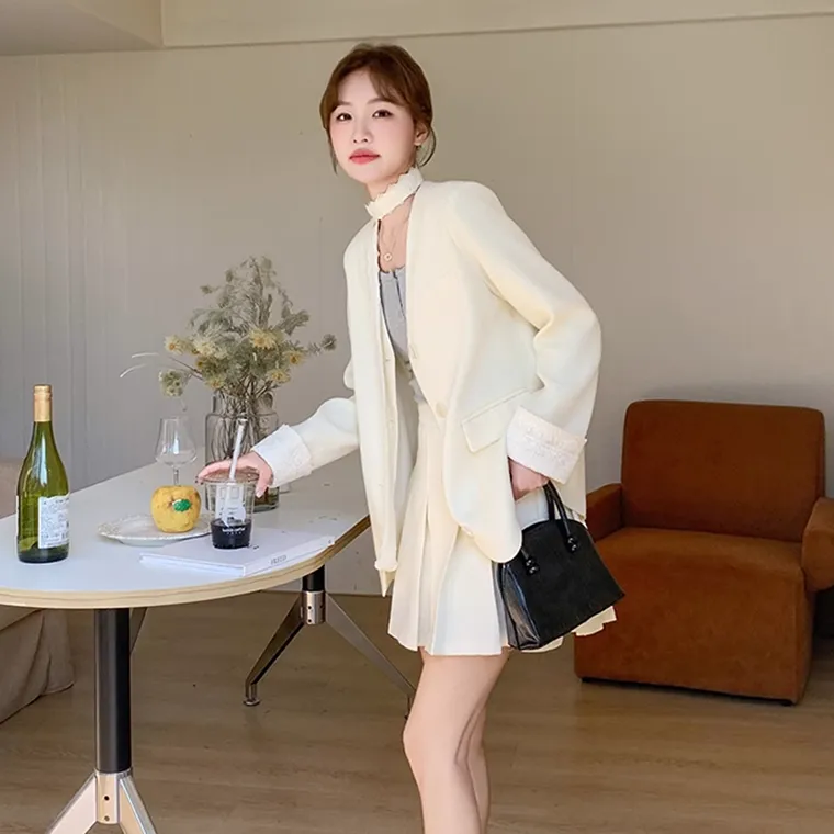 BEAUTIFUL CONFESSION Skirt Set Women's Apricot Two Piece Set-5