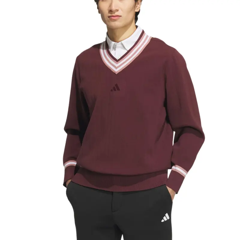 Adidas V NECK SWEATER Sweatshirt Men's Aurora Gemstone Red-1