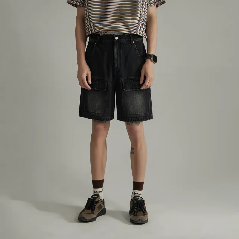 NO ONE ELSE Denim Shorts Unisex Black-2