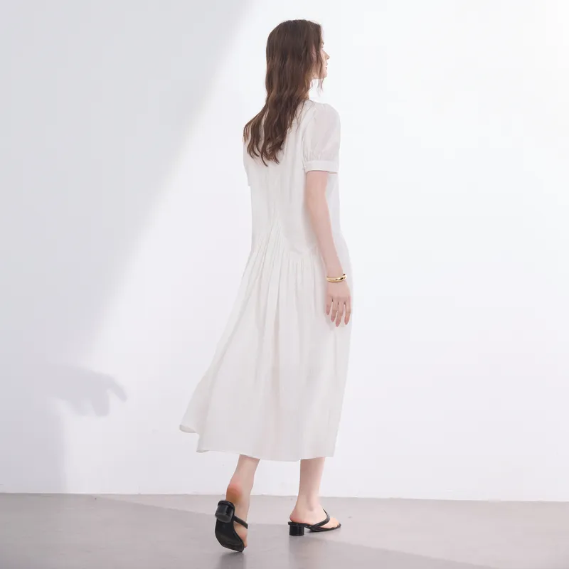 3COLOUR Short Sleeved Dress Women's Pearl White-5