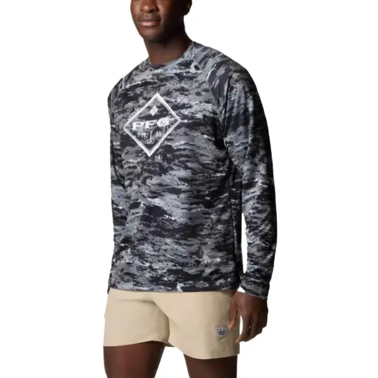 Columbia PFG Solar Stream Super Omni-Shade Omni-Wick T-Shirt Men's Black Camouflage-2